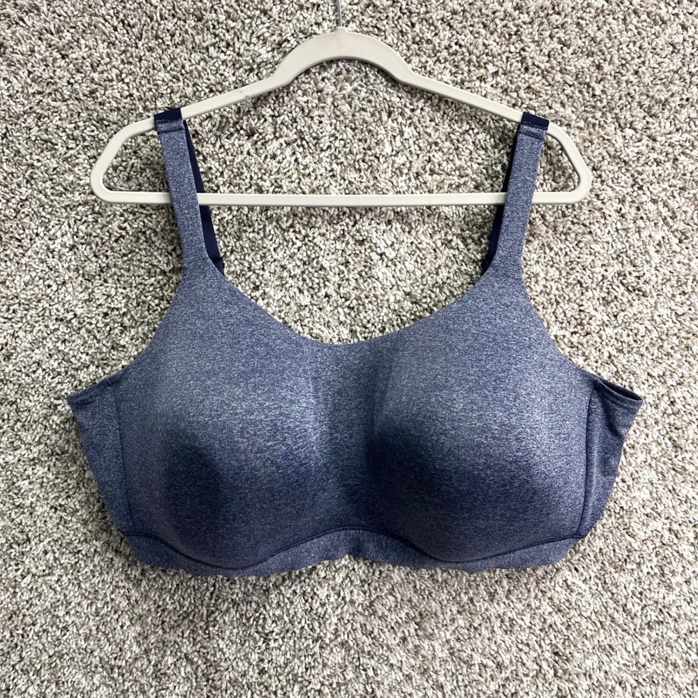 Cacique Bra Women's 50DDD Blue Heathered Lightly Lined No-Wire Scoop Wireless